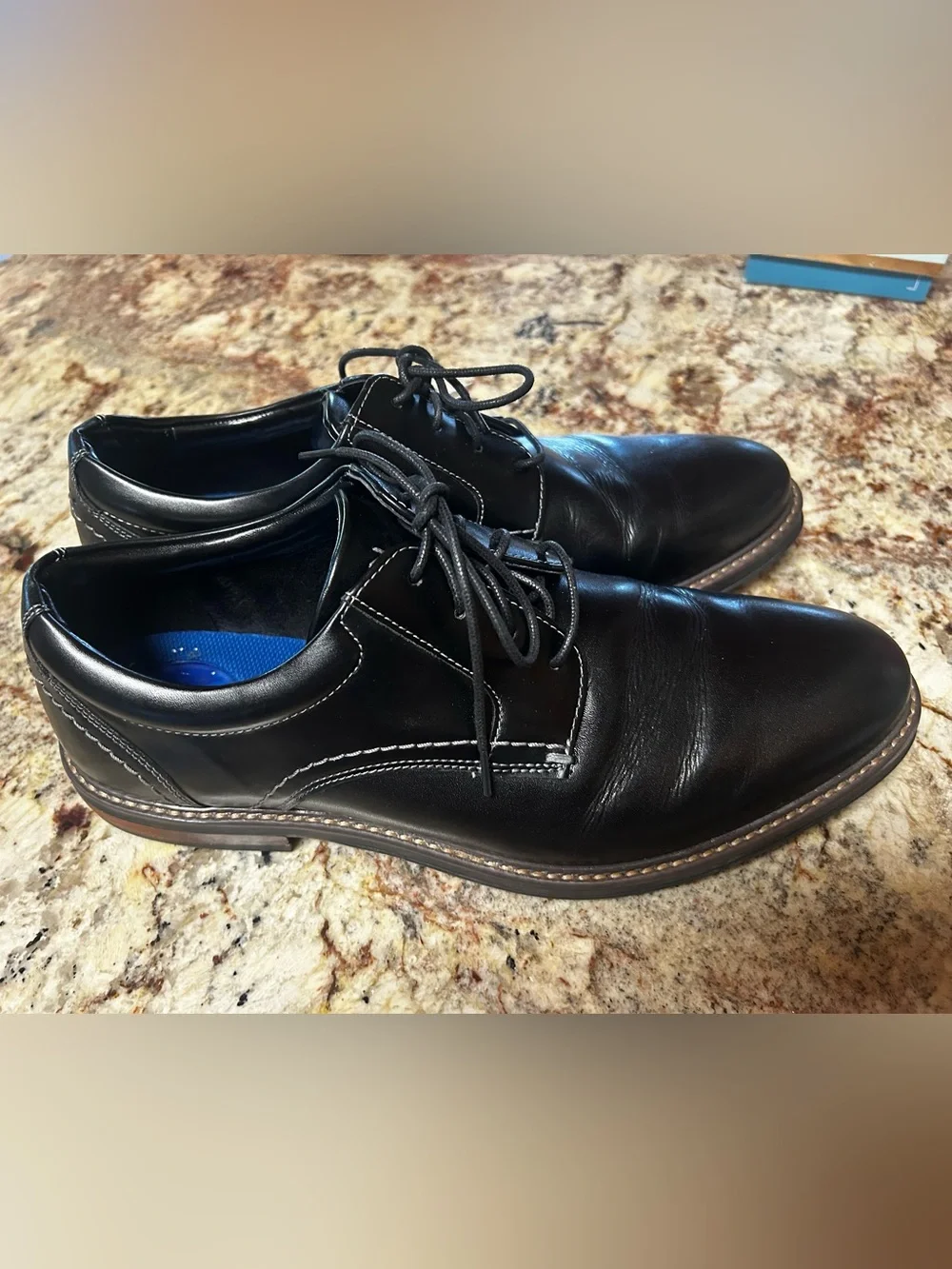 NWT Nunn Bush Comfort Gel Men's 10.5 Black Leather Lace-Up Dress Oxfords Shoes